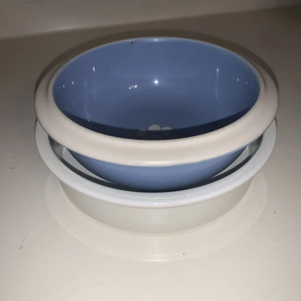 Ceramic Top Paw Dog Chow Bowl, & Water Dish  D/W & Micro Safe - EUC